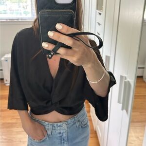 Silk like knot front crop top
